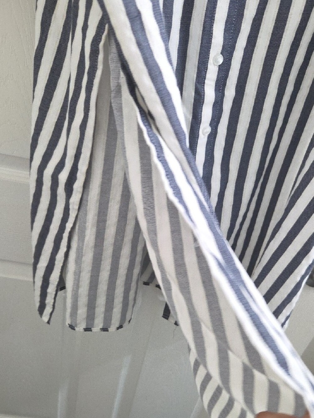 Ashley Stewart Black & White Striped Button-Front Tunic - Picture 5 of 8